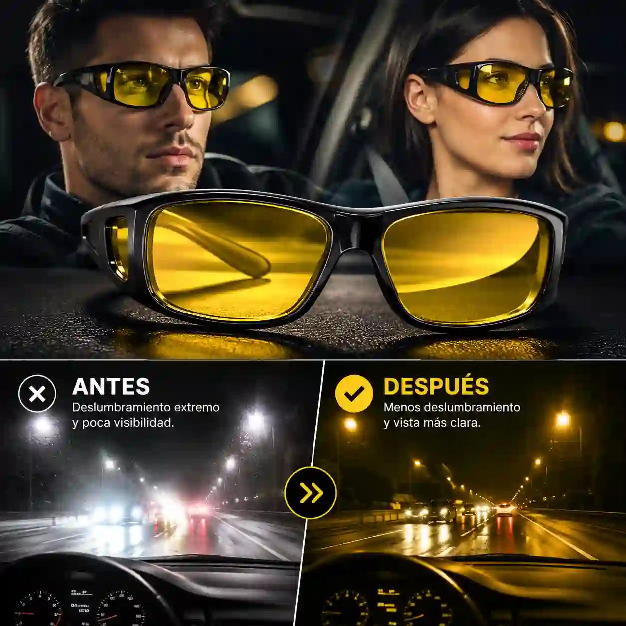 Gafas de conducción nocturna anti deslumbramiento