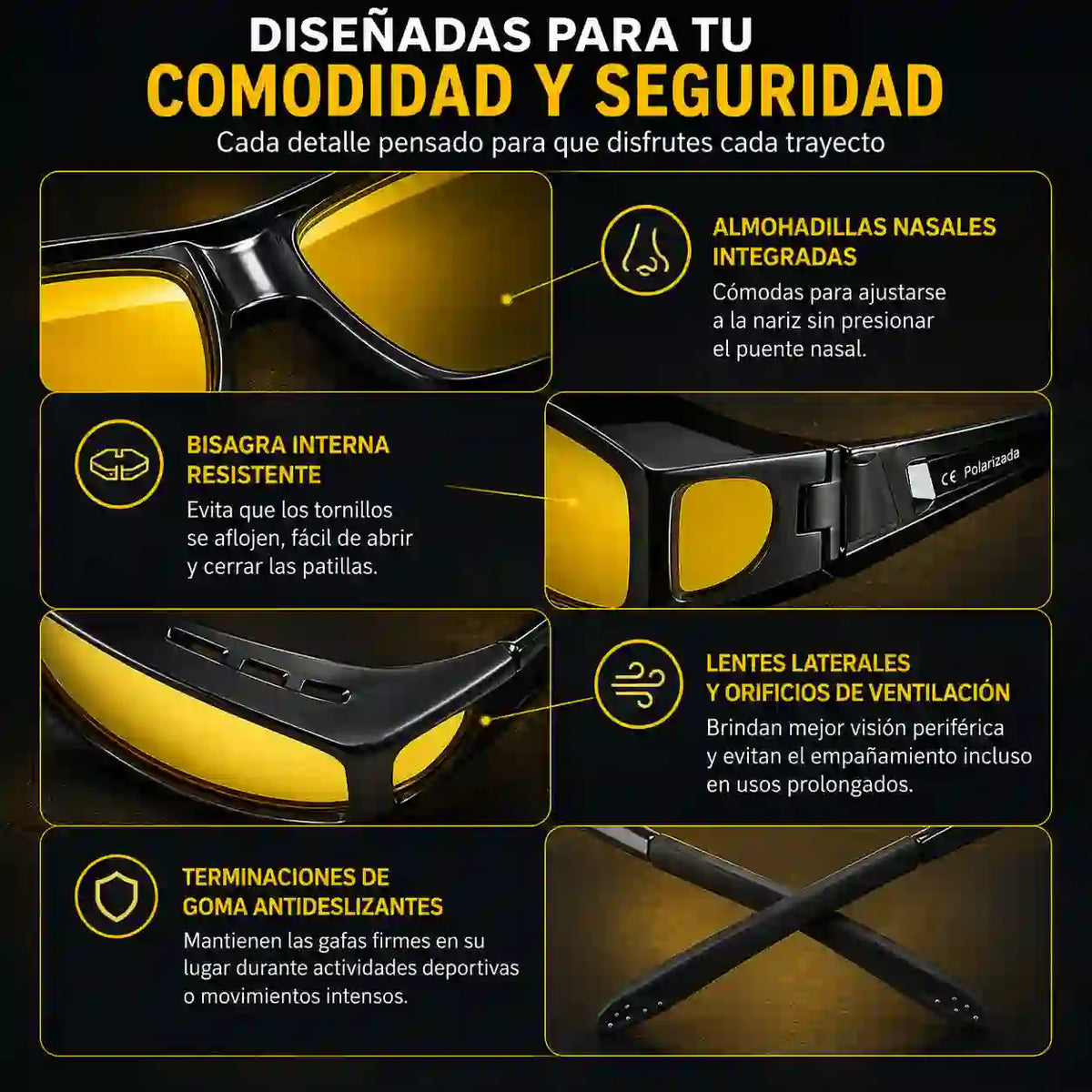 Gafas de conducción nocturna anti deslumbramiento